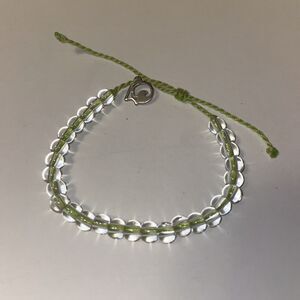 4 Ocean Clear Beaded Bracelet Sea Turtle Lime Green Rope Recycled Bottles Charm